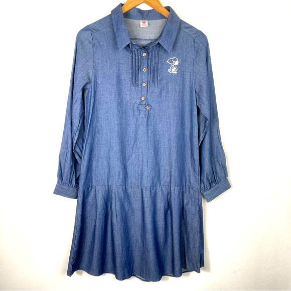 Peanuts Dresses Peanuts Snoopy Denim Shirt Dress Universal Studios